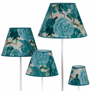 Store Duolla Abat-jour Sofia hauteur 15,5 cm fleurs turquoise