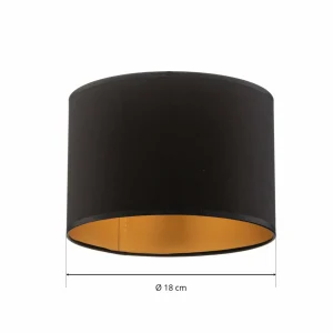Online Luminex Abat-jour Soho, noir/or, textile, Ø 18 cm