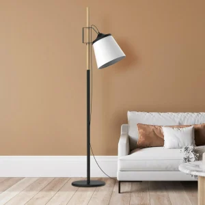 Flash Sale Aluminor Woody lampe sur pied, noire/blanche/bois