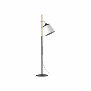 Flash Sale Aluminor Woody lampe sur pied, noire/blanche/bois
