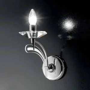 Clearance Metallux Applique ICARO 1 lampe av. verre cristal, chromé