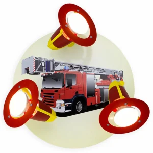Store Elobra Applique Camion de pompier, rouge-jaune, 3 lampes