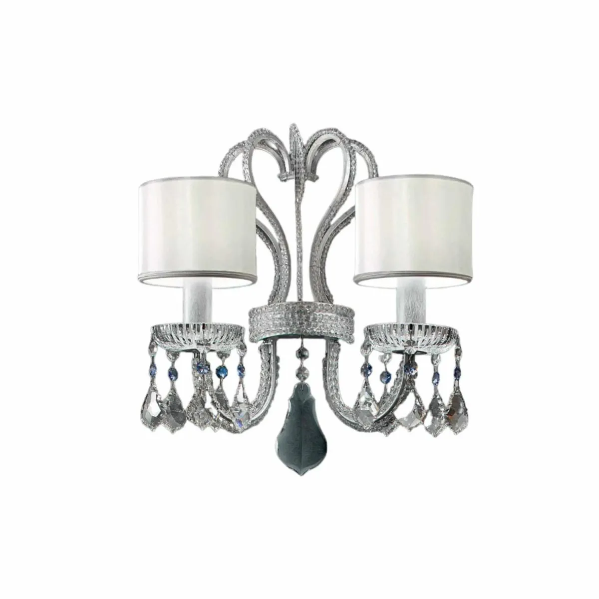 applique_gal_en_blanc_et_argent___lampes_1.webp Hot Masiero Applique Galà en blanc et argenté à 2 lampes