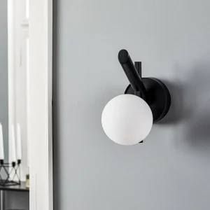 Outlet SIGMA Applique murale Baleo, noir/opale, à 1 lampe