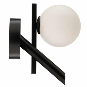 Outlet SIGMA Applique murale Baleo, noir/opale, à 1 lampe