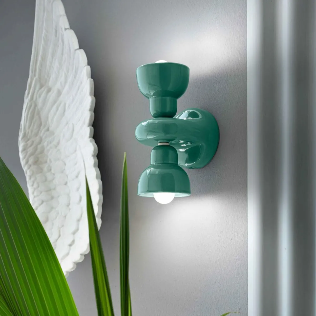 applique_murale_berimbau_turquoise___lampes_0.webp New Ferroluce Applique murale Berimbau, turquoise, à 2 lampes