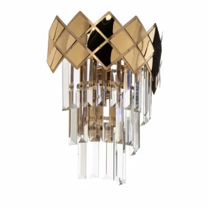 New Eko-Light Applique murale Carisma, métal doré, cristaux de verre, Ø 27 cm