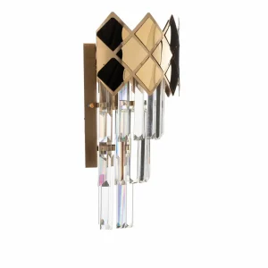New Eko-Light Applique murale Carisma, métal doré, cristaux de verre, Ø 27 cm