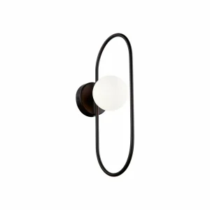 Hot Viokef Applique murale Fancy avec abat-jour verre, noire