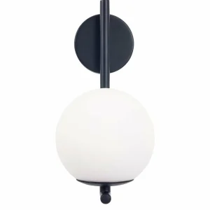 New Forlight Applique murale Sfera Single, noir, verre, largeur 12 cm