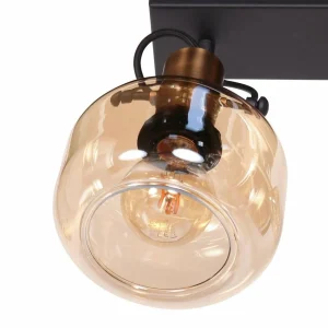 New Steinhauer Applique murale Glaslic, à 2 lampes, ambre, verre, métal