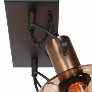 New Steinhauer Applique murale Glaslic, à 2 lampes, ambre, verre, métal
