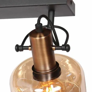 New Steinhauer Applique murale Glaslic, à 2 lampes, ambre, verre, métal