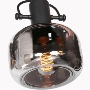 Best Steinhauer Applique murale Glaslic, à 2 lampes, gris fumé, verre, métal