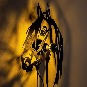Flash Sale Opviq Applique murale Horse, noir, métal, 57 x 41 cm, câble de connexion