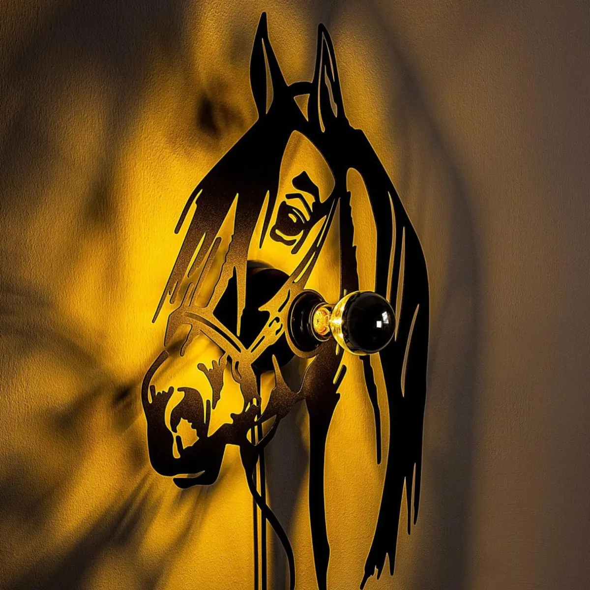Flash Sale Opviq Applique murale Horse, noir, métal, 57 x 41 cm, câble de connexion