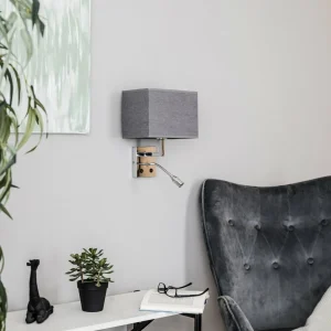 Outlet Nowodvorski Lighting Applique murale Hotel avec bras flexible et abat-jour textile, gris