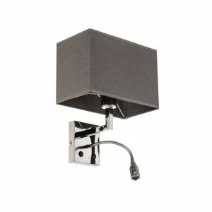 Outlet Nowodvorski Lighting Applique murale Hotel avec bras flexible et abat-jour textile, gris