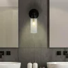Outlet Searchlight Applique murale Imperial, noir, à 1 lampe, acier, verre, IP44