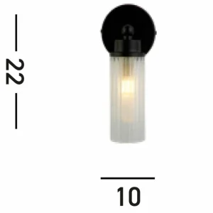 Outlet Searchlight Applique murale Imperial, noir, à 1 lampe, acier, verre, IP44