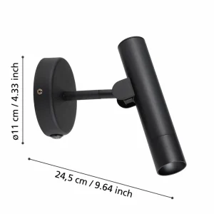 Sale EGLO Applique murale LED Almudaina, noir Largeur 11 cm, acier