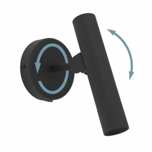 Sale EGLO Applique murale LED Almudaina, noir Largeur 11 cm, acier