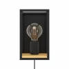 New EGLO Applique murale Libertad, largeur 14 cm, noir/bois, acier