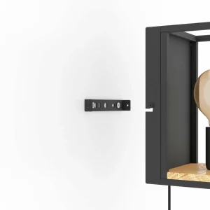 New EGLO Applique murale Libertad, largeur 14 cm, noir/bois, acier