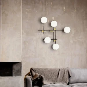 Clearance miloox by Sforzin Applique murale Lingotto, à 5 lampes, blanc/or/noir, verre