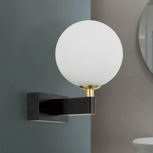 Online ORION Applique murale Mara, noir, verre, hauteur 17,5 cm, G9, IP44
