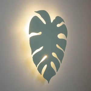 New TK Lighting Applique murale Monstera, forme de feuille, 3 x G9, acier, vert menthe