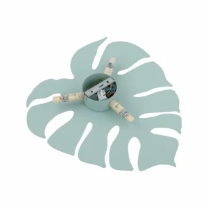 New TK Lighting Applique murale Monstera, forme de feuille, 3 x G9, acier, vert menthe