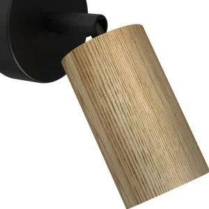 Online Luminex Applique murale Nise, à 1 lampe, acier noir, bois