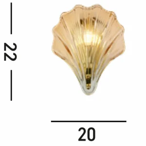 Clearance Searchlight Applique murale Shell, ambre teinté, forme de coquillage, verre, IP44