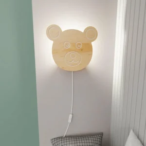 New EMIBIG LIGHTING Applique murale Ted, en bois, avec fiche et interrupteur