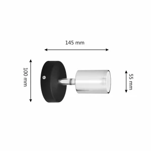 Shop HELAM Applique murale Tune II, noir/chrome, métal, E27, Ø 5,5 cm