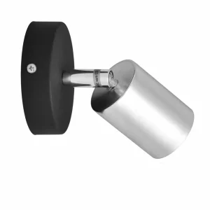 Shop HELAM Applique murale Tune II, noir/chrome, métal, E27, Ø 5,5 cm