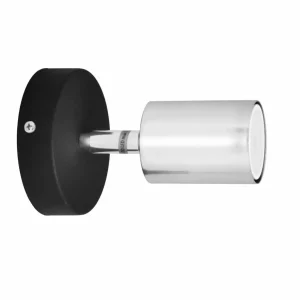 Shop HELAM Applique murale Tune II, noir/chrome, métal, E27, Ø 5,5 cm