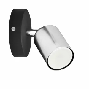 Shop HELAM Applique murale Tune II, noir/chrome, métal, E27, Ø 5,5 cm