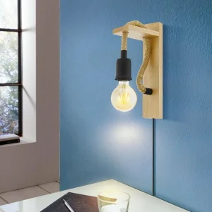 Cheap EGLO Applique Rampside en bois et câble, sans abat-jour
