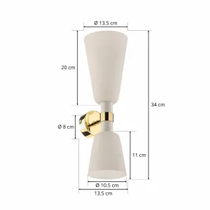 Sale Argon Applique Rita, 2 lampes up/down opale mat/laiton