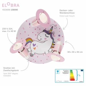 Cheap Elobra Applique ronde licorne Babsy à 3 lampes