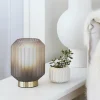Flash Sale Beacon Lighting Beacon Lampe à poser Clancy, abat-jour en verre gris fumé, hauteur 17 cm