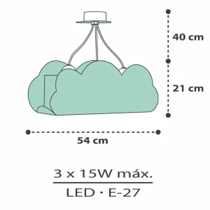 Sale Dalber Cloud Green suspension, motif nuages, verte