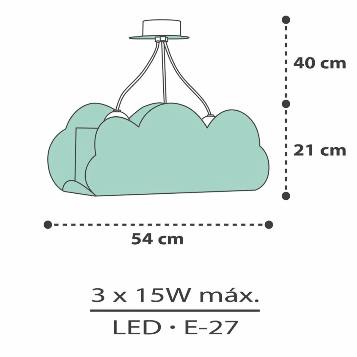 dalber_cloud_green_suspension_motif_nuages_verte_2.webp Sale Dalber Cloud Green suspension, motif nuages, verte