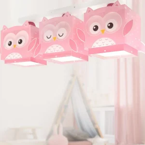Outlet Dalber suspension Little Owl, rose, à 3 lampes