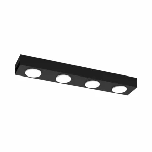 Cheap Luminex Downlight Ian en noir, à 4 lampes
