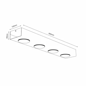 Cheap Luminex Downlight Ian en noir, à 4 lampes