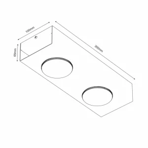 Discount Luminex Downlight Ian en noir, à 2 lampes