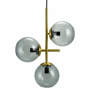 Shop Dyberg Larsen Como suspension, 3 lampes, laiton